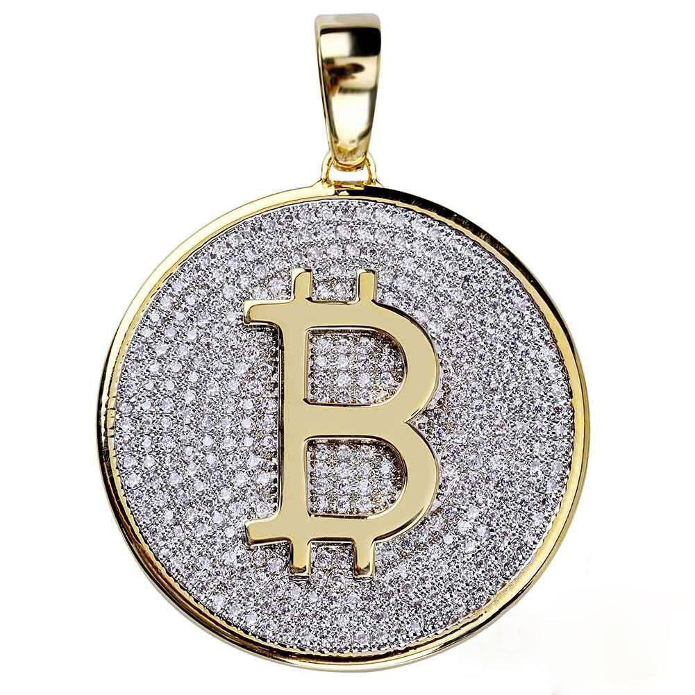 Two-tone Iced 31mm CZ  Cuban Link  Pendant In Yellow Gold-Plated