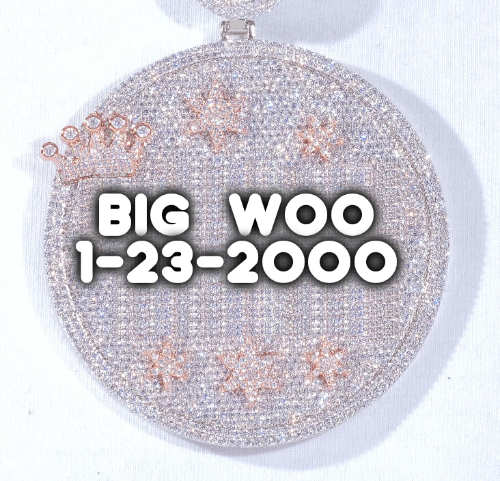 CUSTOM LETTER NECKLACE 3D BIG CROWN DISC