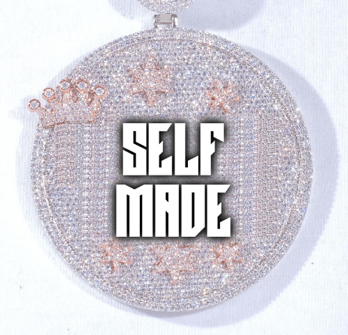 CUSTOM LETTER NECKLACE 3D BIG CROWN DISC