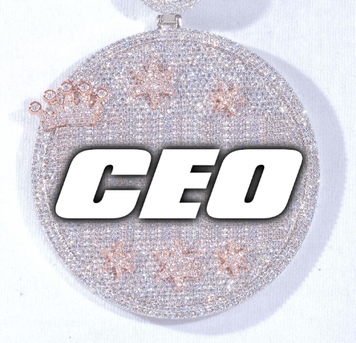 CUSTOM LETTER NECKLACE 3D BIG CROWN DISC