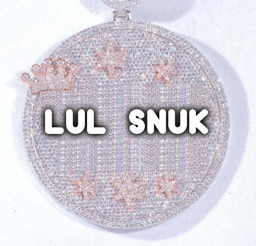 CUSTOM LETTER NECKLACE 3D BIG CROWN DISC