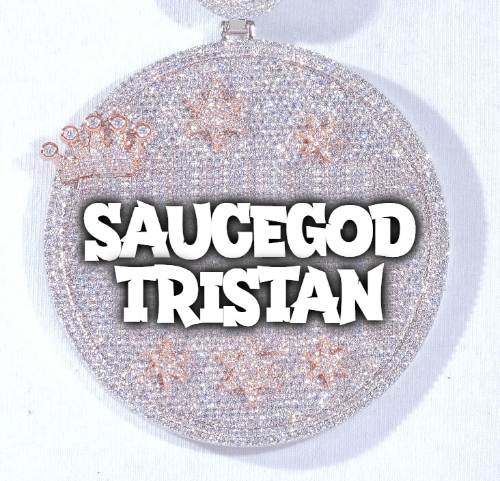CUSTOM LETTER NECKLACE 3D BIG CROWN DISC