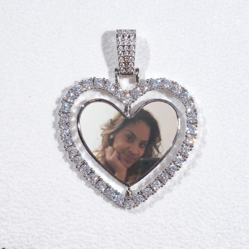 3D Spinning 2-Faced Heart Custom Picture Pendant