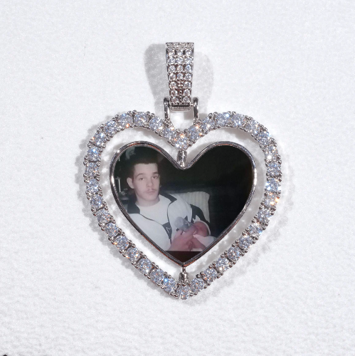 3D Spinning 2-Faced Heart Custom Picture Pendant