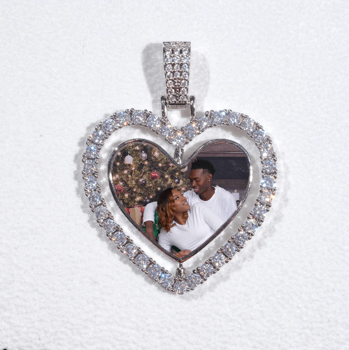 3D Spinning 2-Faced Heart Custom Picture Pendant