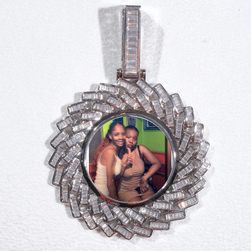 Large 3D Baguette Custom Picture Pendant