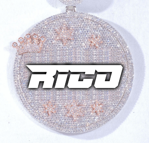 CUSTOM LETTER NECKLACE 3D BIG CROWN DISC