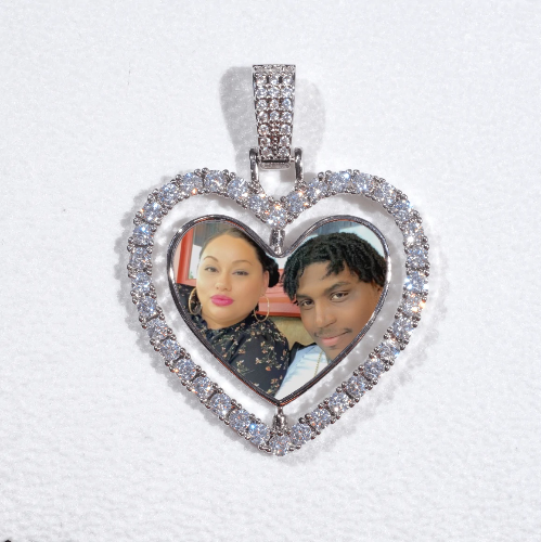 3D Spinning 2-Faced Heart Custom Picture Pendant