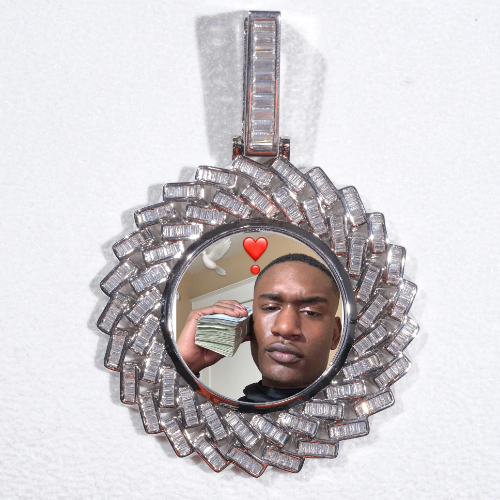 Large 3D Baguette Custom Picture Pendant