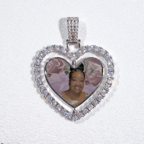 3D Spinning 2-Faced Heart Custom Picture Pendant