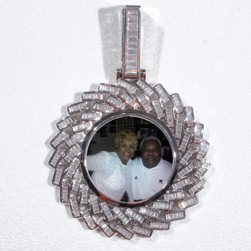 Large 3D Baguette Custom Picture Pendant