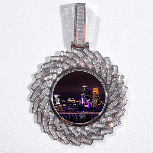 Large 3D Baguette Custom Picture Pendant