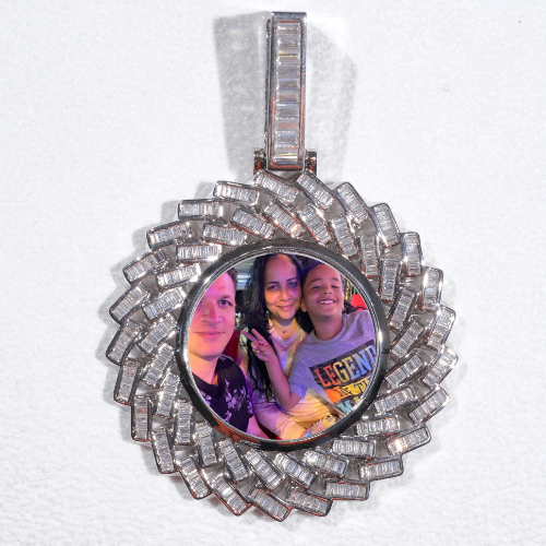 Large 3D Baguette Custom Picture Pendant