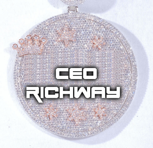 CUSTOM LETTER NECKLACE 3D BIG CROWN DISC