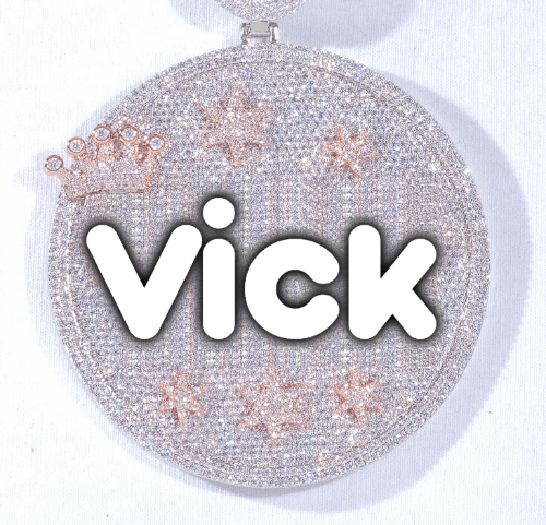 CUSTOM LETTER NECKLACE 3D BIG CROWN DISC
