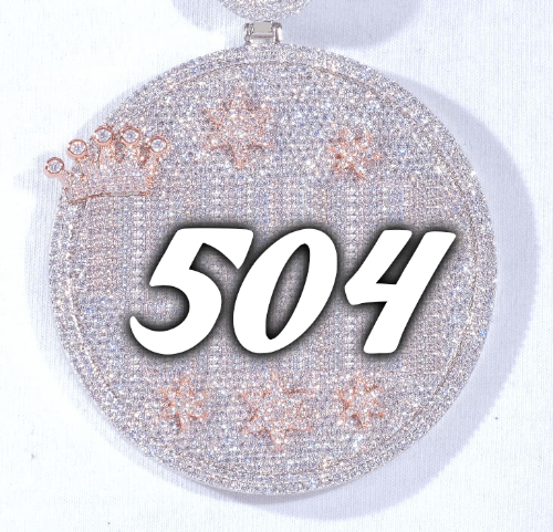 CUSTOM LETTER NECKLACE 3D BIG CROWN DISC