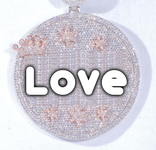 CUSTOM LETTER NECKLACE 3D BIG CROWN DISC