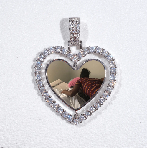 3D Spinning 2-Faced Heart Custom Picture Pendant