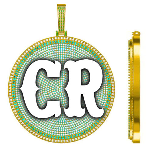 CUSTOM LETTER NECKLACE 3D BIG DISC
