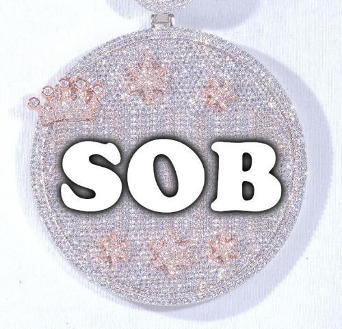 CUSTOM LETTER NECKLACE 3D BIG CROWN DISC