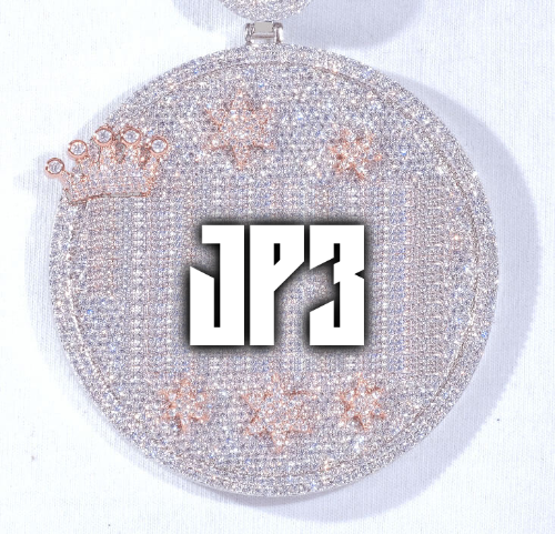 CUSTOM LETTER NECKLACE 3D BIG CROWN DISC