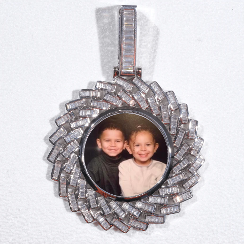Large 3D Baguette Custom Picture Pendant