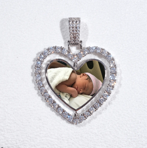 3D Spinning 2-Faced Heart Custom Picture Pendant
