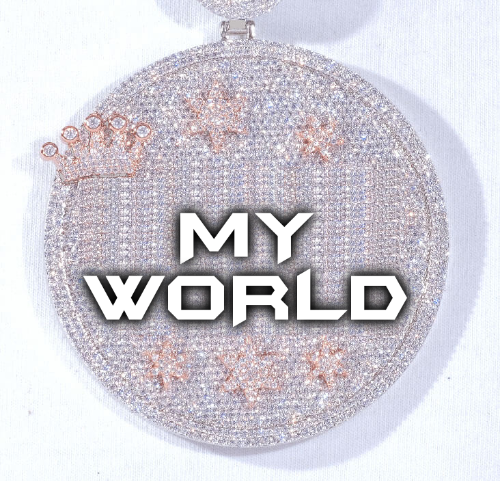 CUSTOM LETTER NECKLACE 3D BIG CROWN DISC