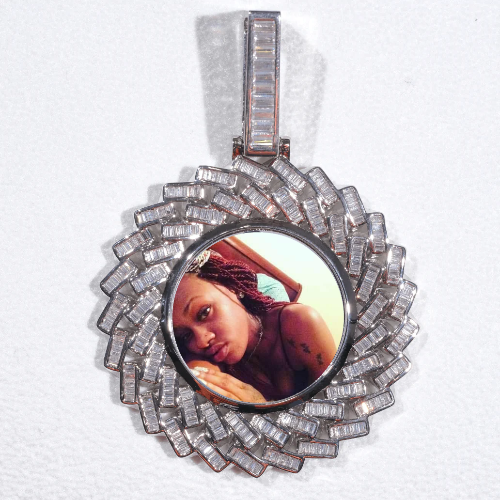 Large 3D Baguette Custom Picture Pendant