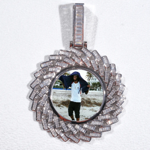 Large 3D Baguette Custom Picture Pendant