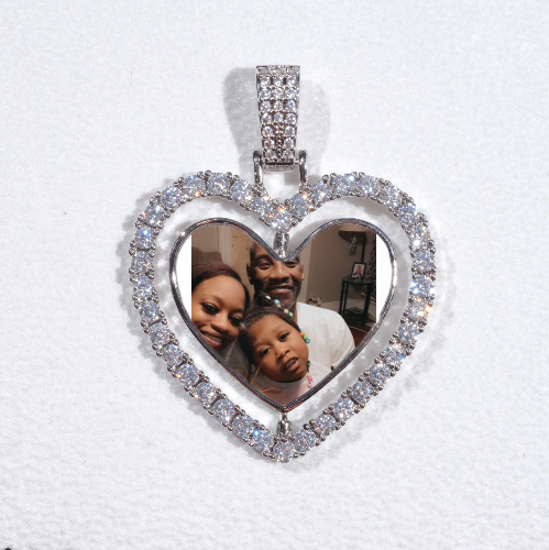 3D Spinning 2-Faced Heart Custom Picture Pendant