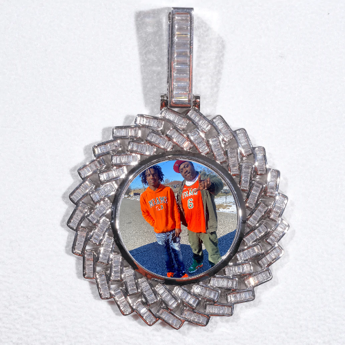 Large 3D Baguette Custom Picture Pendant