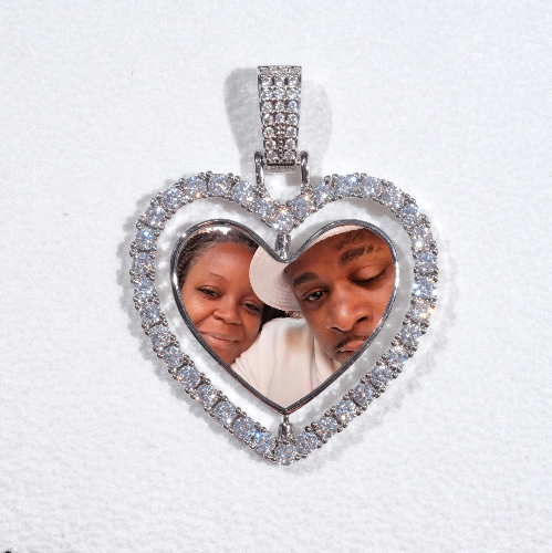 3D Spinning 2-Faced Heart Custom Picture Pendant