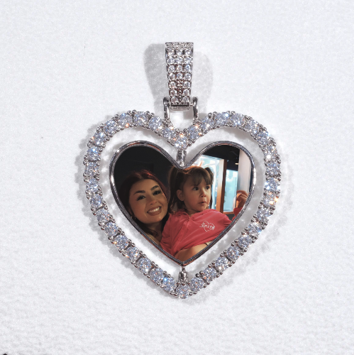 3D Spinning 2-Faced Heart Custom Picture Pendant