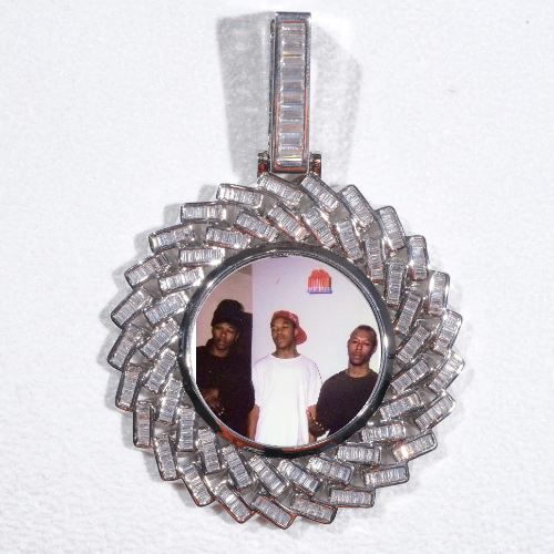 Large 3D Baguette Custom Picture Pendant