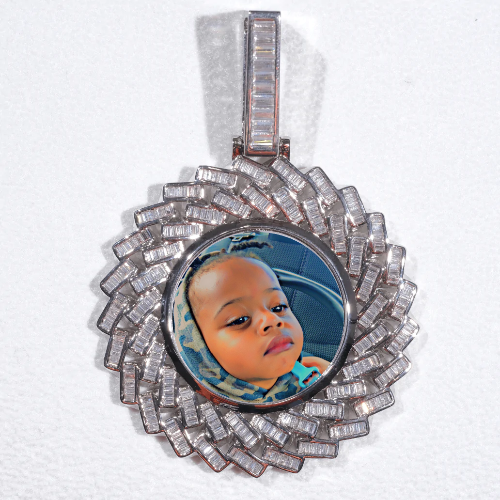 Large 3D Baguette Custom Picture Pendant