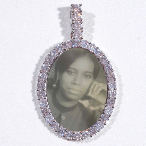 Large 3D Oval Custom Picture Pendant