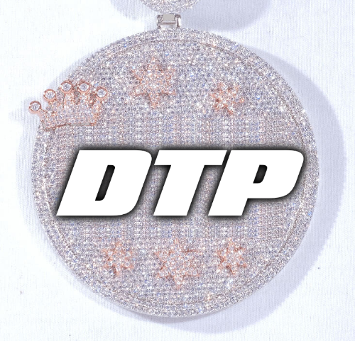 CUSTOM LETTER NECKLACE 3D BIG CROWN DISC