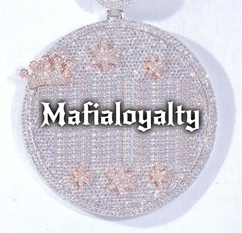 CUSTOM LETTER NECKLACE 3D BIG CROWN DISC