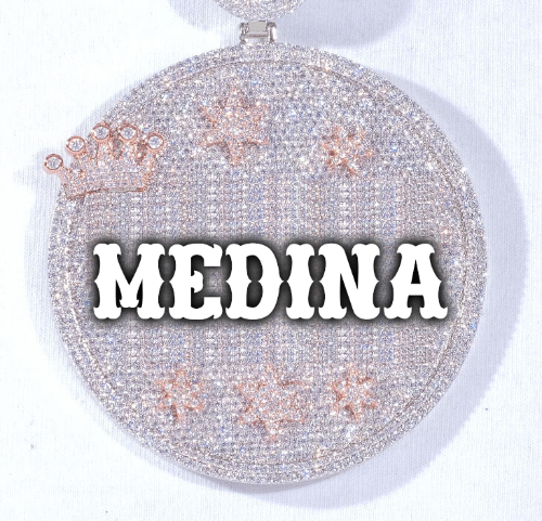 CUSTOM LETTER NECKLACE 3D BIG CROWN DISC