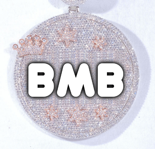 CUSTOM LETTER NECKLACE 3D BIG CROWN DISC