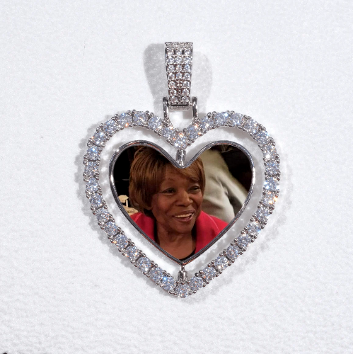 3D Spinning 2-Faced Heart Custom Picture Pendant