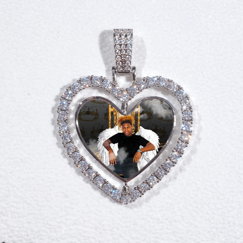 3D Spinning 2-Faced Heart Custom Picture Pendant