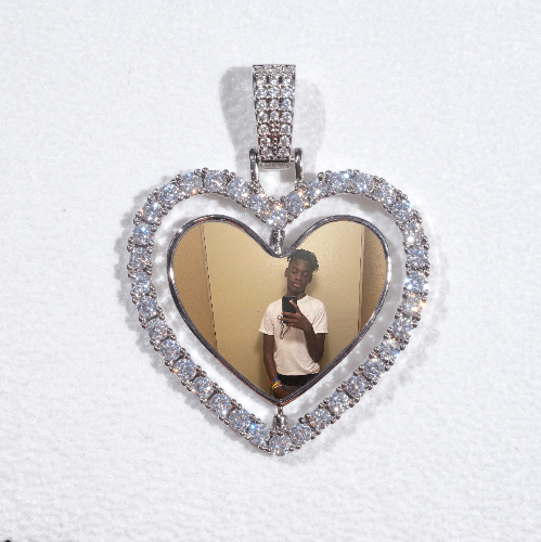 3D Spinning 2-Faced Heart Custom Picture Pendant