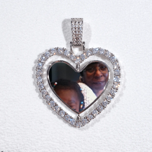 3D Spinning 2-Faced Heart Custom Picture Pendant