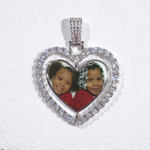 3D Spinning 2-Faced Heart Custom Picture Pendant
