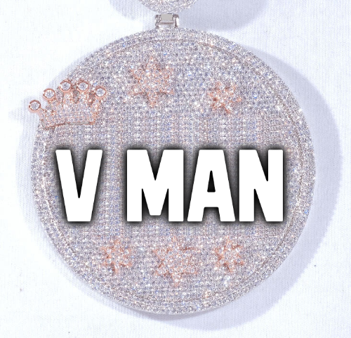 CUSTOM LETTER NECKLACE 3D BIG CROWN DISC