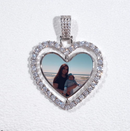 3D Spinning 2-Faced Heart Custom Picture Pendant