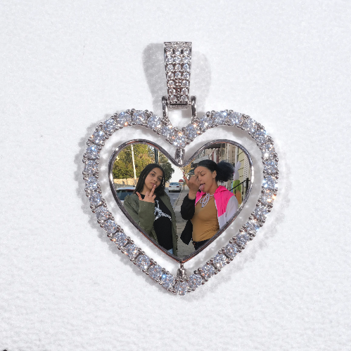 3D Spinning 2-Faced Heart Custom Picture Pendant