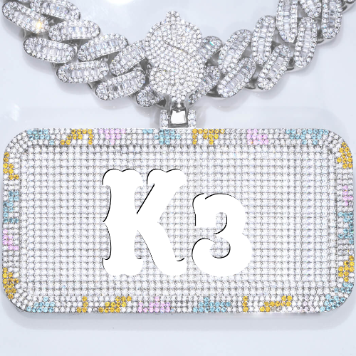 CUSTOM LETTER NECKLACE 3D COLORFUL SQUARE